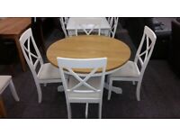 Julian Bowen Davenport Round Pedestal Dining Table & 4 Chairs Can Deliver