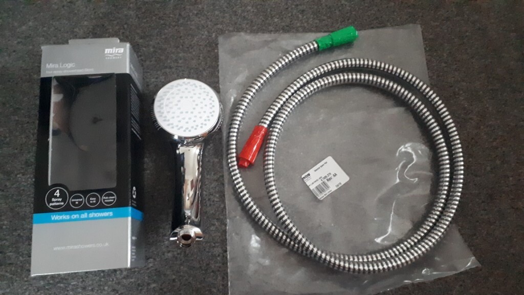 Mira Logic 4Spray Shower Head and 2m hose Chrome in Wood Green
