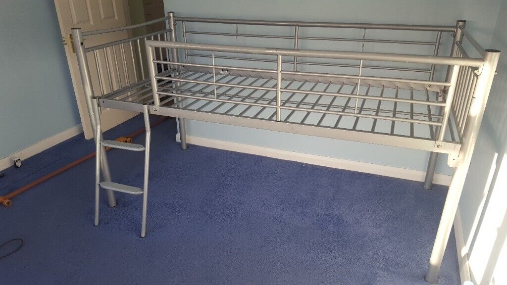 Single Silver Midsleeper Bed In, Bunk Bed With Space Underneath Argos