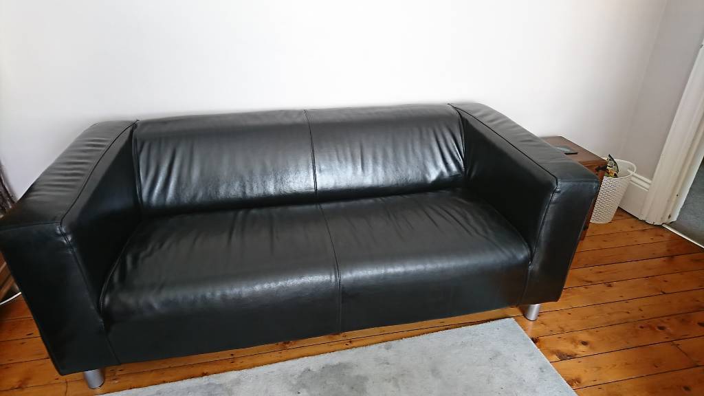 IKEA Sofa, large black leather , klippan in Sheffield, South