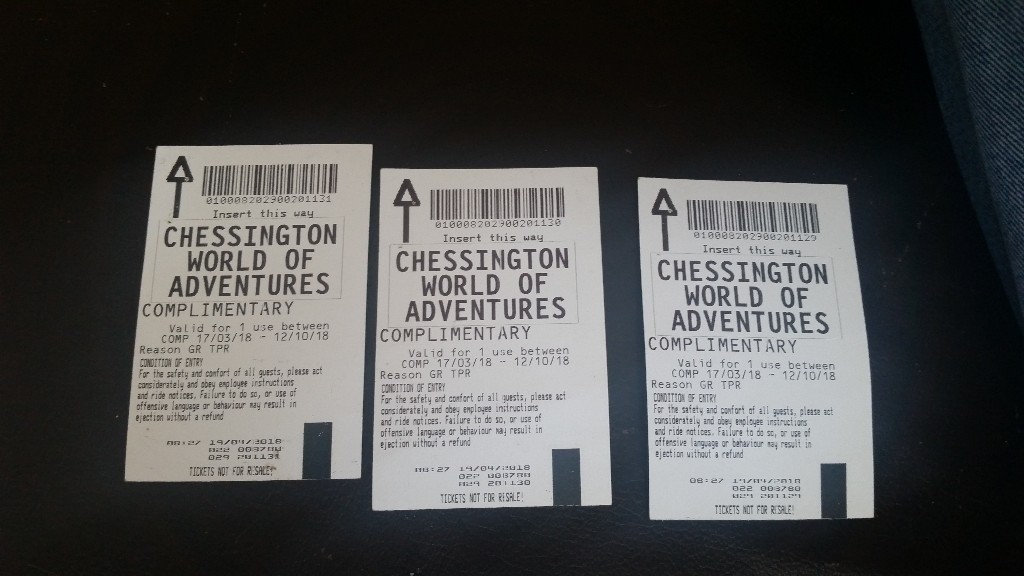 3x Entry tickets for Chessington in Blandford Forum, Dorset Gumtree
