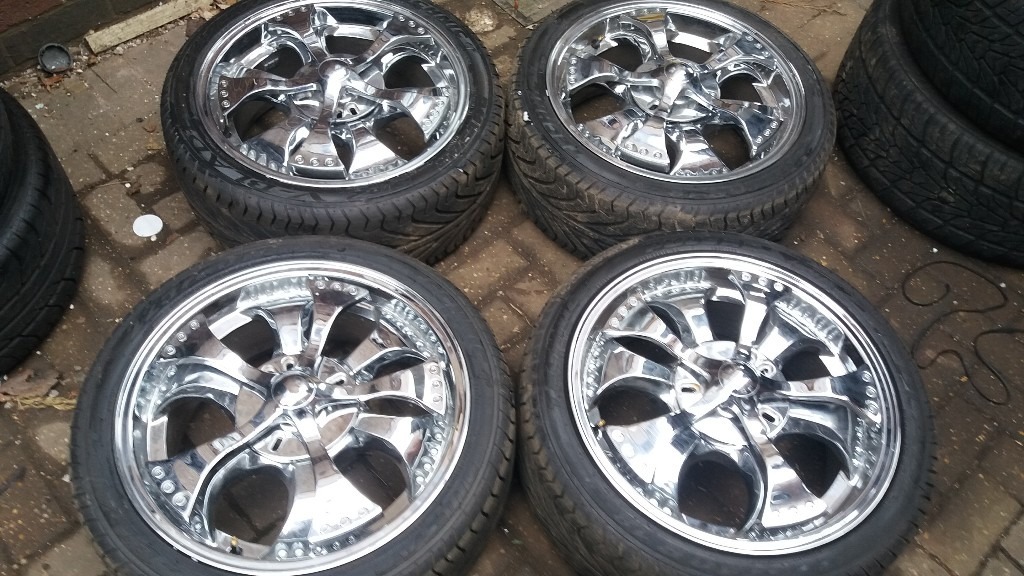 NEW GANGSTA G SNOOP DOGG RARE 18" CHROME SPINNERS ALLOY WHEELS + TYRES LEXUS TOYOTA 5 X 114.3