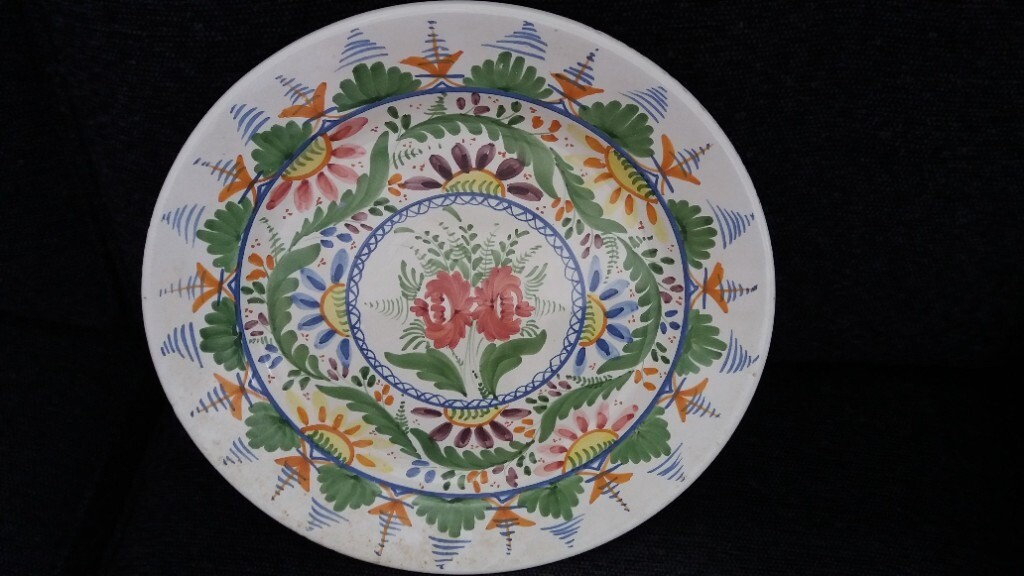 3 Large Spanish hand painted decorative plates/wall hangings in