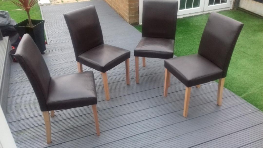 Set Of 4 Brown Faux Leather Dining Room Chairs | in Arnold