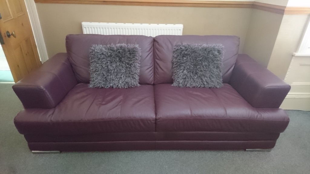 Xmas Purple Leather Sofa In Plymouth Devon Gumtree