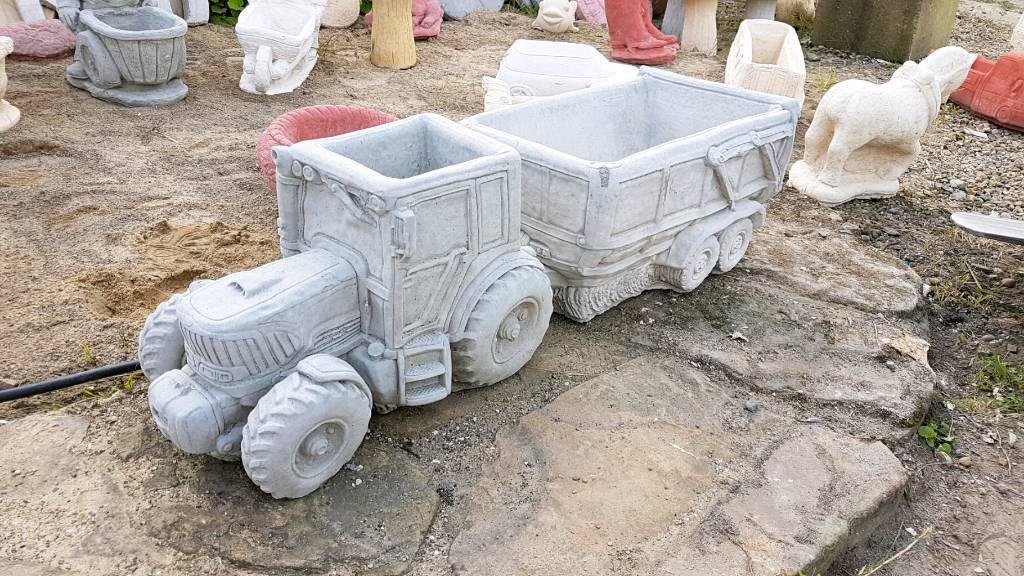Concrete Tractor and Trailer Garden Planter Flower Planter Ornament in Prudhoe, Northumberland