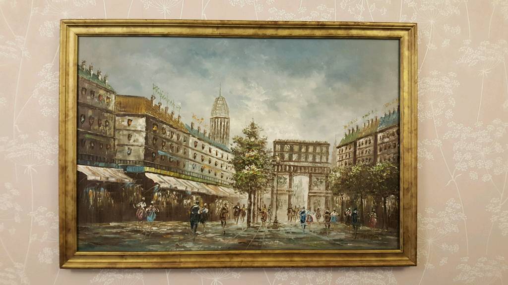 Paris scene. John Lewis. Oil on Canvas painting. 100x70cm. £50. | in