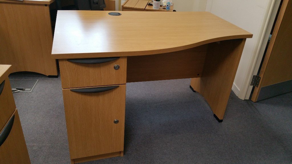 6 x Curved Office desks with integral drawer and Cupboard (will split) in Abercynon, Rhondda