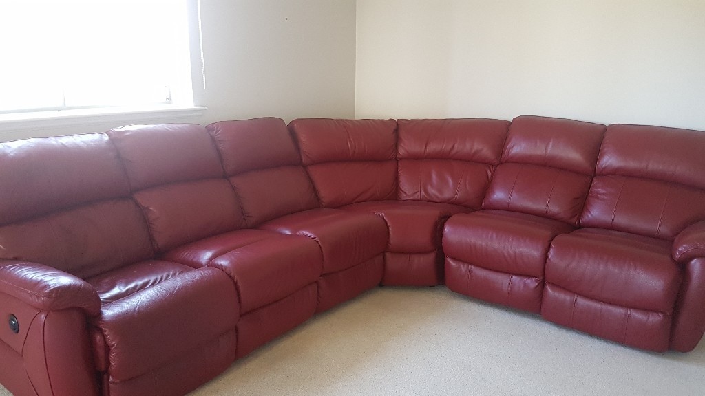 6 seater red leather corner sofa in Blackhall, Edinburgh Gumtree