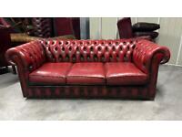 Stunning oxblood 3 seater leather chesterfield sofa 