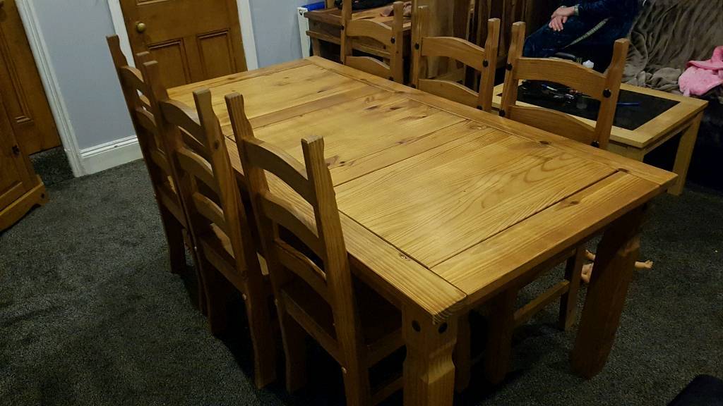 Corona Mexican pine dining table and 6 matching chairs in Halifax