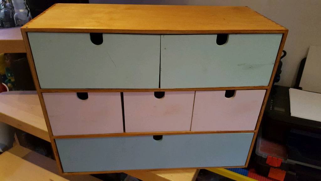 Wooden storage box with drawers from ikea moppe vgc in Norwich