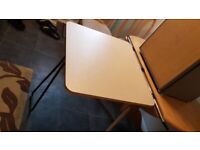 Space saving table, attached to the wall for caravan, camper, motorhome or boat.