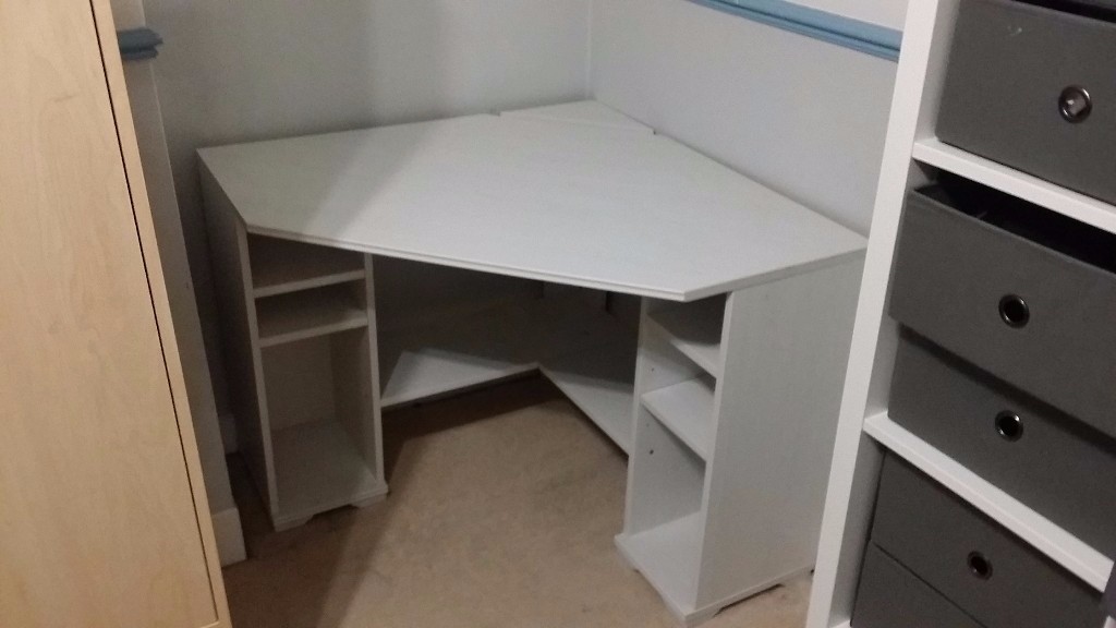 White wood Ikea corner desk great condition in Erdington, West
