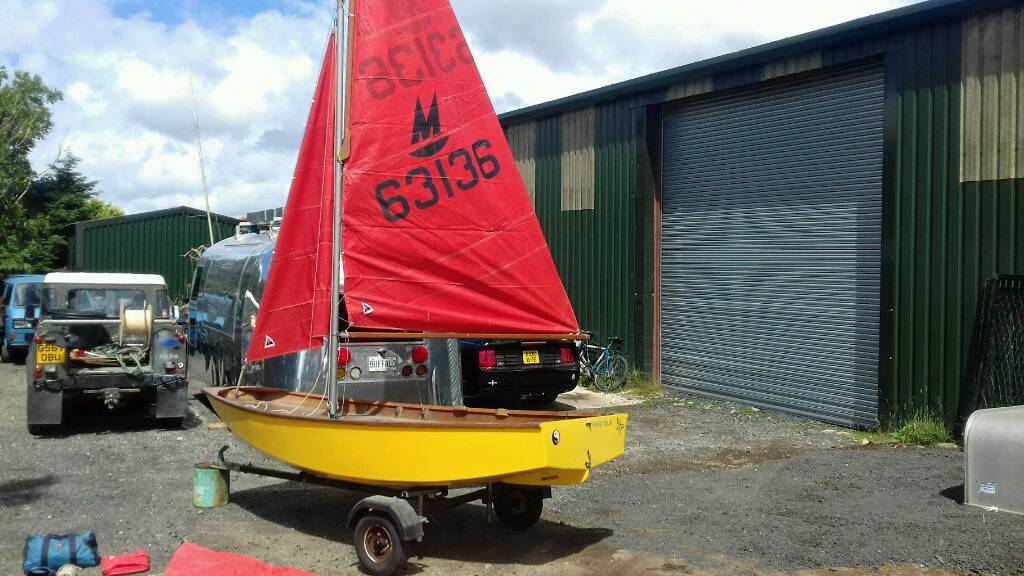 Mirror dinghy and road and launching trailers. in Falmouth, Cornwall