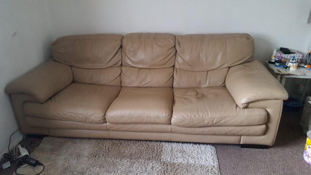 Leather sofa light beige 3 seater FREE in Bracknell, Berkshire Gumtree