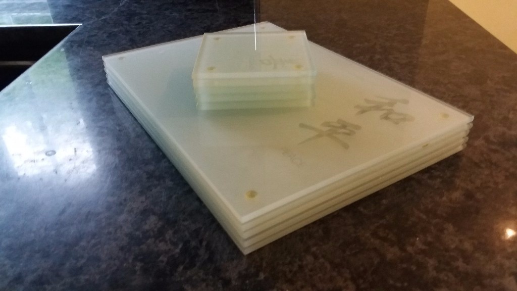 Glass Table Mats / Coasters Chinese Design x 5 Places in Horbury