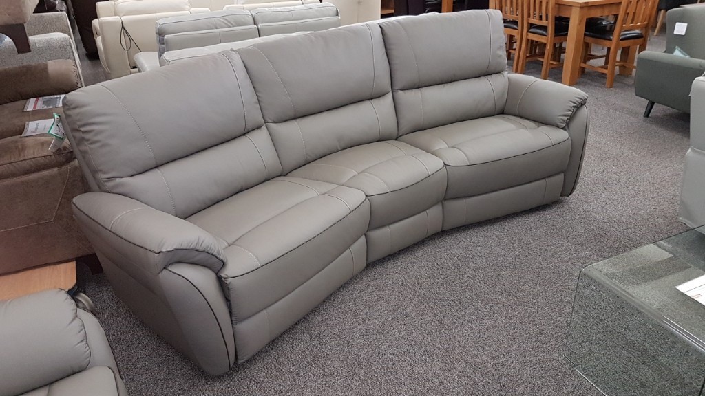 ScS Teo Grey Leather 4 Seater Curved Sofa Can Deliver in Hucknall