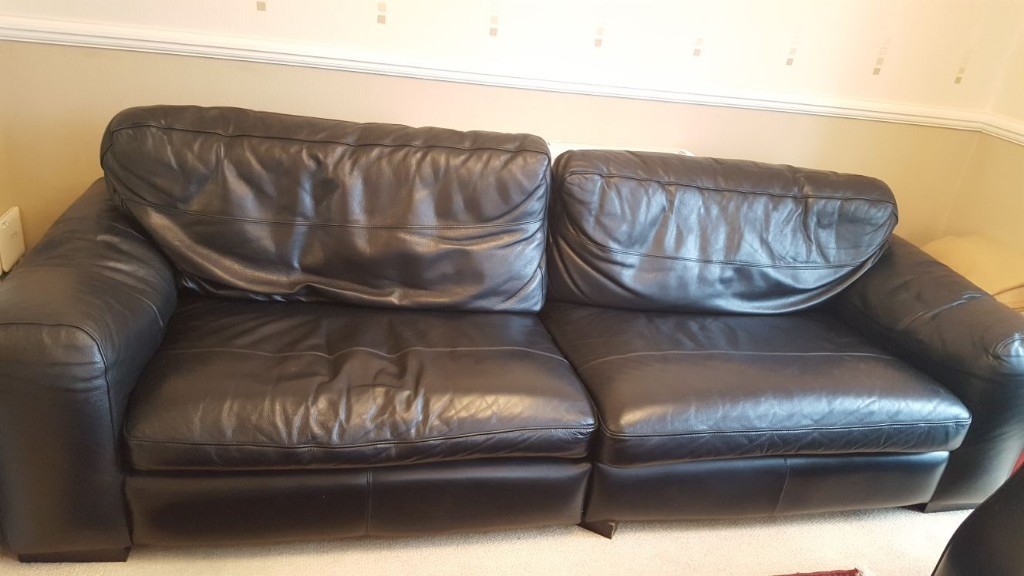Black leather sofas from SCS (generous 3 seater and 2 seater) in