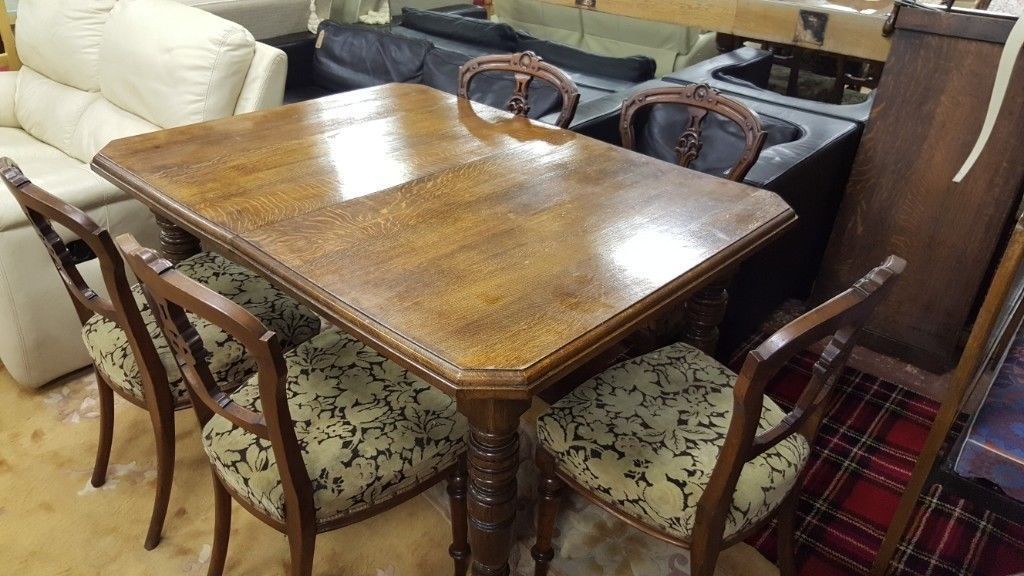 Antique Telescopic Extendable Oak Dining Table 5 Carpet Chairs In Anniesland Glasgow Gumtree