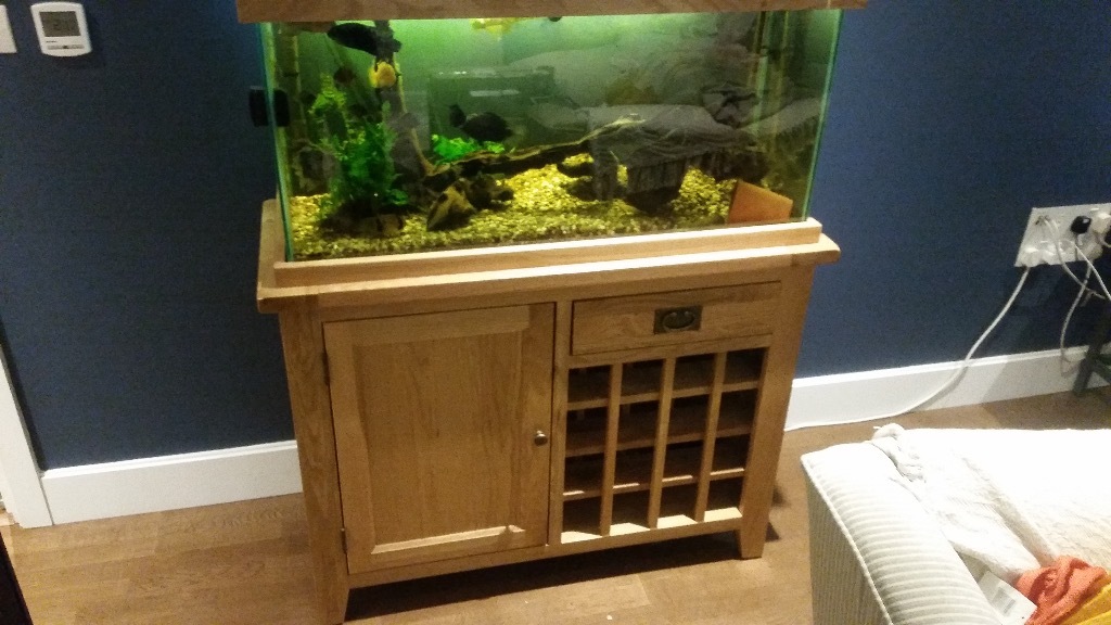 RRP £1140 Oak 110cm 'Wine Rack' Aquarium and with external
