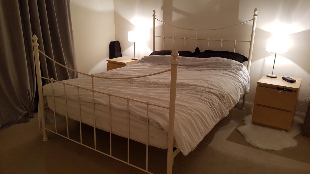 King size white wrought iron bed frame | in Banbury ...