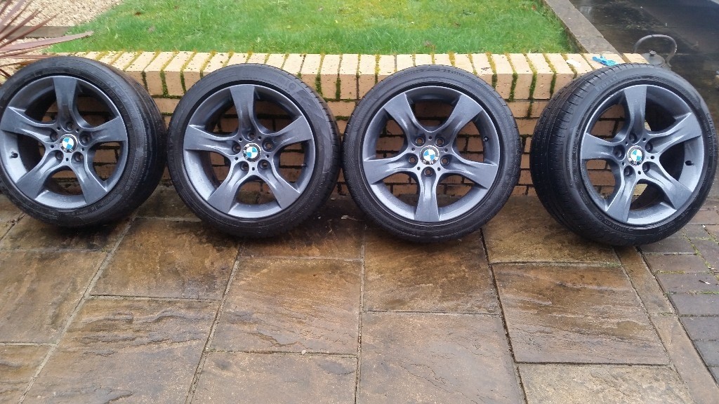 BMW 3 series, set of 4 powder coated BMW gunmetal grey alloy wheels 225