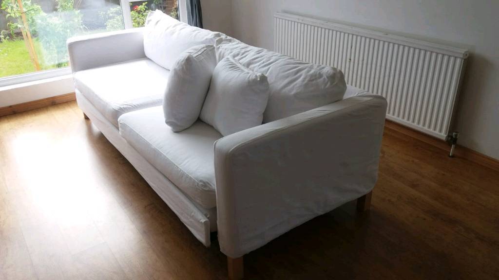 IKEA Karlstad Sofa Bed Removable Covers + Two Pillows in Four Winds