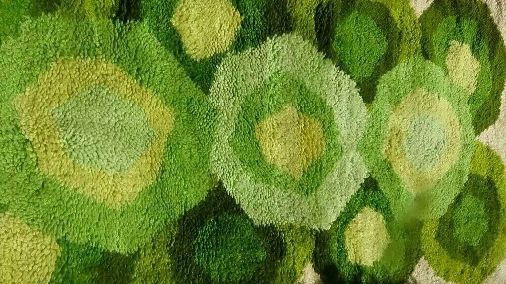 Retro 60s 70s gemetric lime green quirky shag rug carpet | in Ilkeston ...
