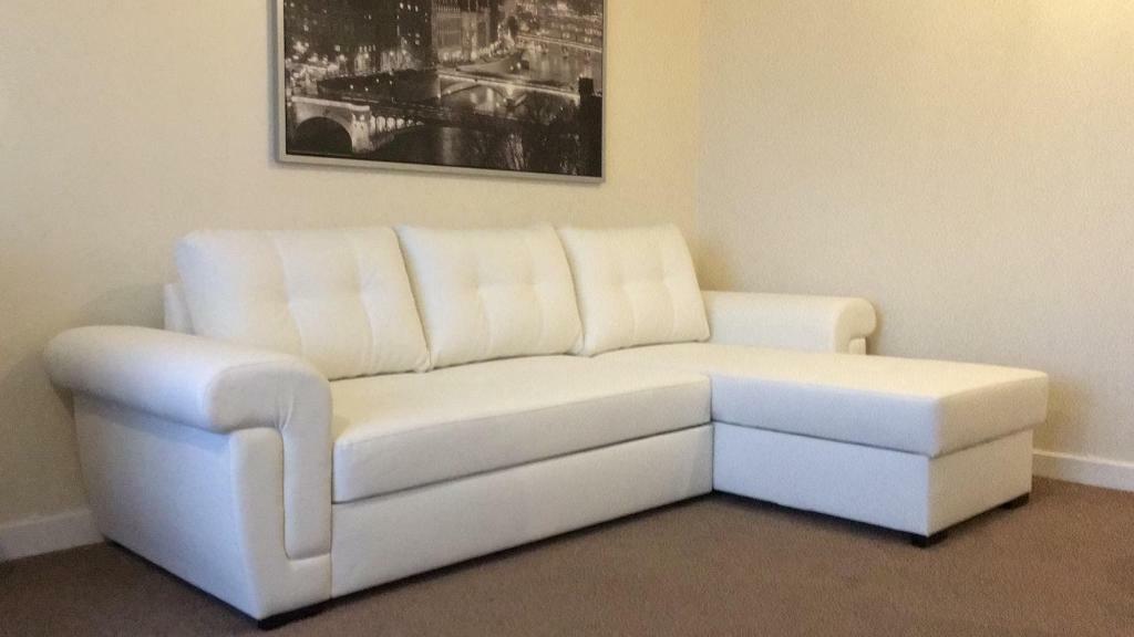 CORNER SOFA BED WHITE LEATHER in Islington, London Gumtree