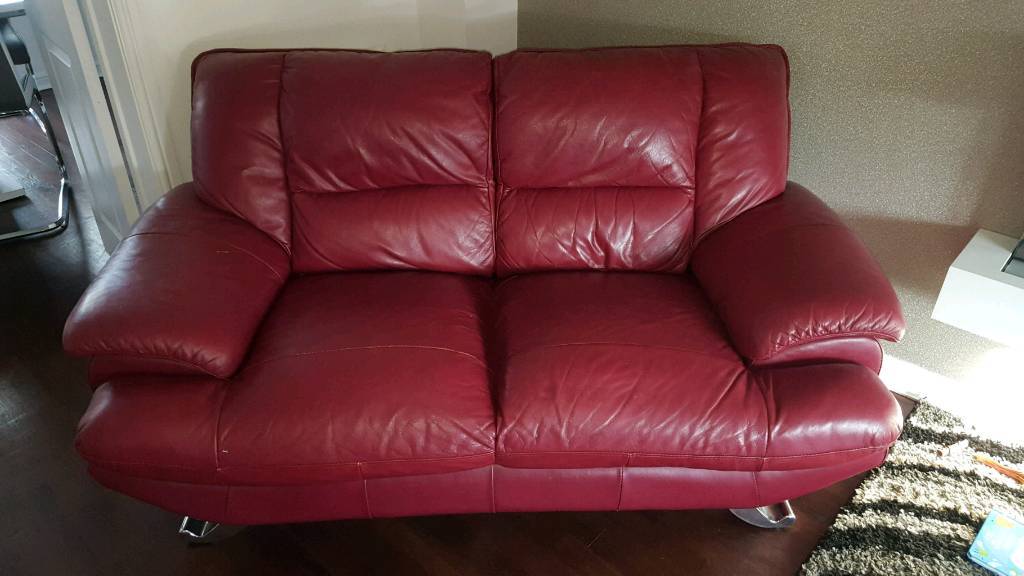 harveys red leather sofa