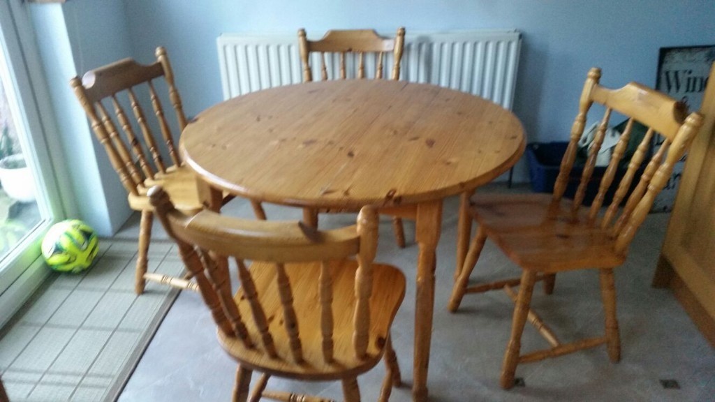 Pine round kitchen table and four chairs in Welling, London Gumtree