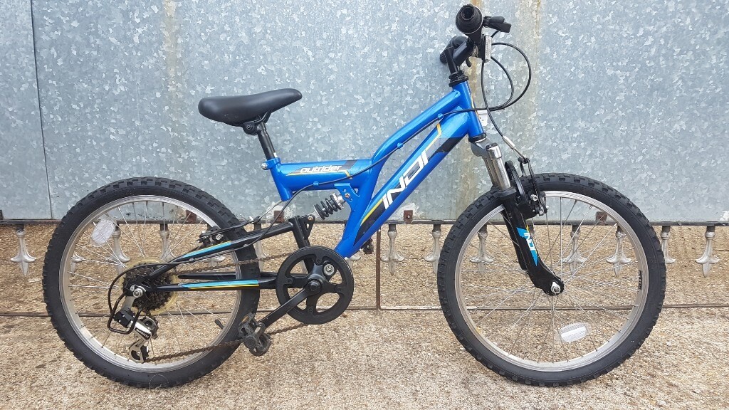INDI OUTRIDER (BLUE/BLACK) CHILDS 20 INCH WHEEL FULL SUSPENSION BIKE