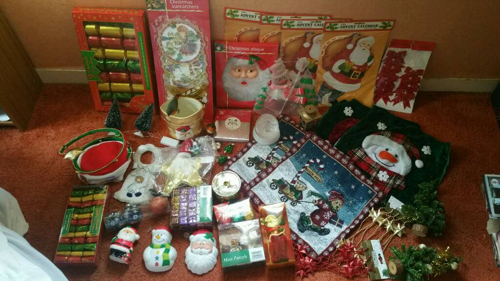 Job lot Christmas  decorations  ornaments  trees tinsel 