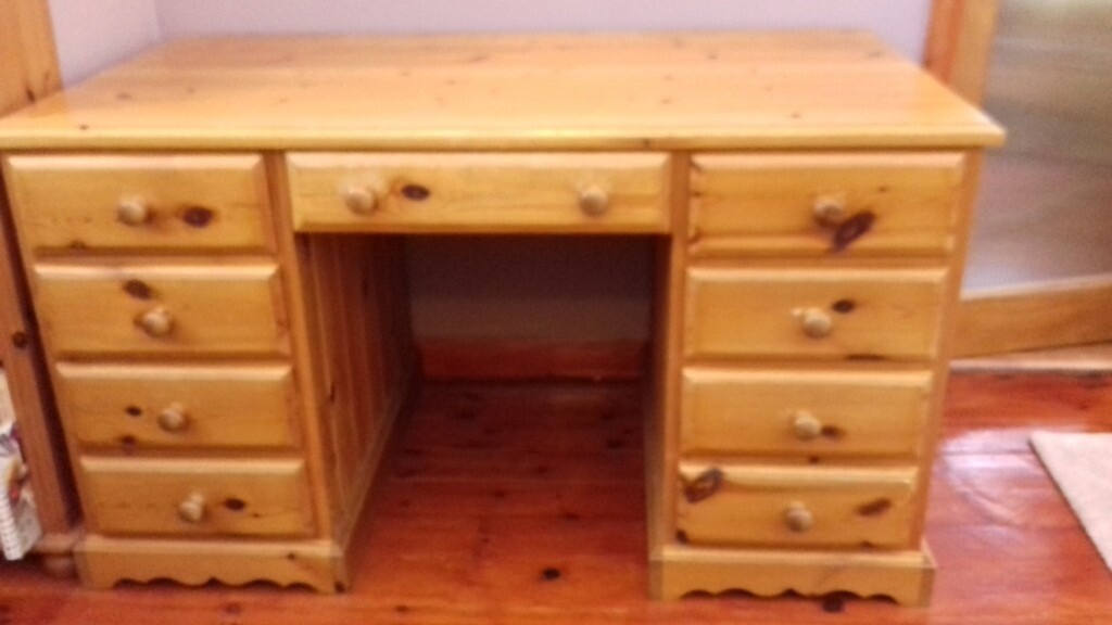 Pine desk solid desk with 9 drawers in Tamworth, Staffordshire Gumtree