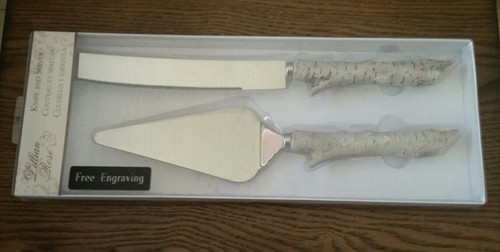 FREE  ENGRAVING (PERSONALIZED) Birch Wedding Knife / Server Set (Rustic Outdoors