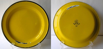 Vtg Lot 6 Huta Silesia Enamelware Plates Poland Orange Red Yellow Green Enamel