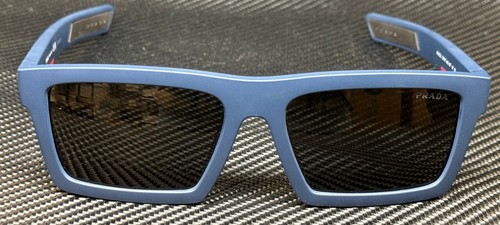 Pre-owned Prada Linea Rossa Ps 02zsu Mag06f Matte Blue Grey Men's 55 Mm Sunglasses In Gray