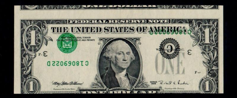 Inverted overprint error 1995 $1 Federal Reserve Note Uncirculated