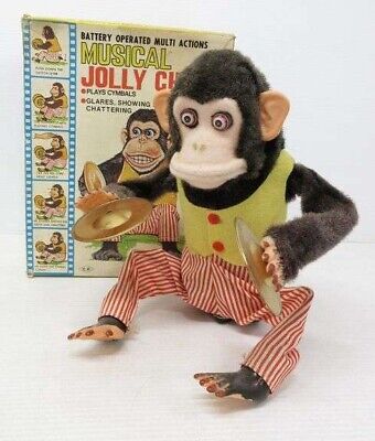 Vintage Daishin Musical Jolly Chimp Clapping Cymbal Monkey w/Box Works Good