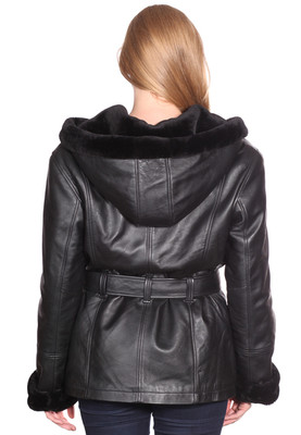 Pre-owned Reed Women's Parka Geniune Leather Butter Soft Fully Lined Fur With Hood Soft In Black