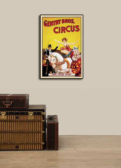 1930s Gentry Bros Horse Trick Riding Circus Poster - Miss Louise Hilton - 16x24