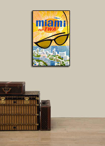TWA航空ビンテージ オリジナルポスター 60年代 FLY TWA Trans World Airlines Boeing 707 Travel Poster Retro