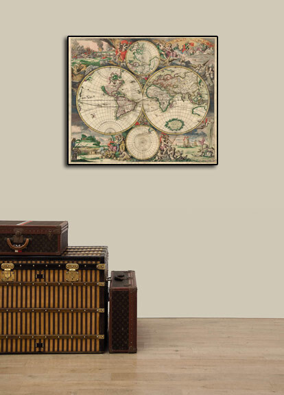 1689 Interesting Detailed Old World Exploration Map Poster - 24x28