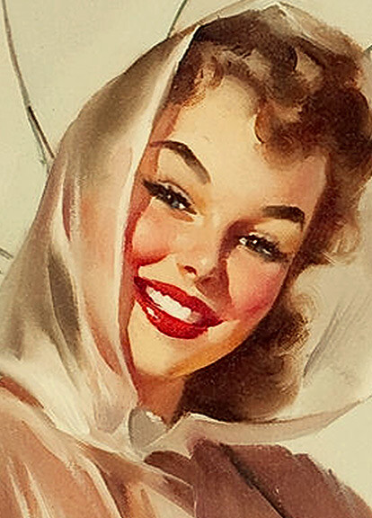 Elvgren 1960s Brunette PinUp Girl 