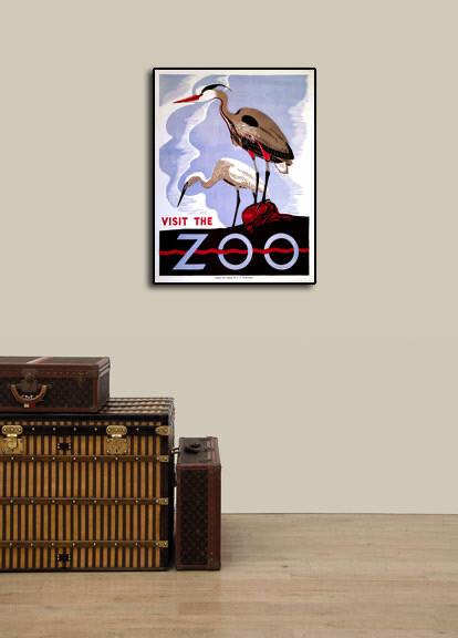 1930s Birds - Visit the Zoo Classic Vintage Style WPA Poster - 18x24