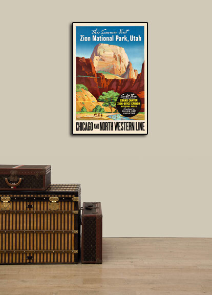 Visit Zion National Park 1950s Vintage Style Railroad Travel Poster - 16x24
