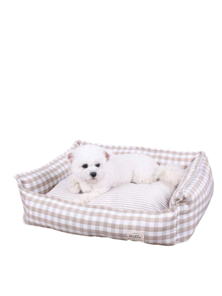 Plush Kennel Soft Pet Cushion House Khaki Baby Blue Small Me