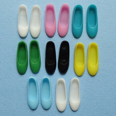 1960s Skipper Doll Japan Flats Shoe Lot of 8 Pair Aqua Turquoise Pink Yellow +