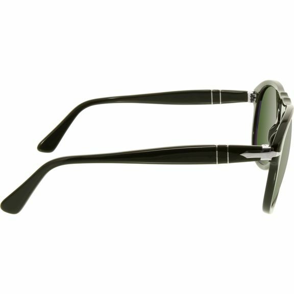 Pre-owned Persol 649 Pilot Series Shiny Black Polar Green Sunglasses Po0649 95/58 52mm In Polarized Green Anti-glare Tempered Glass